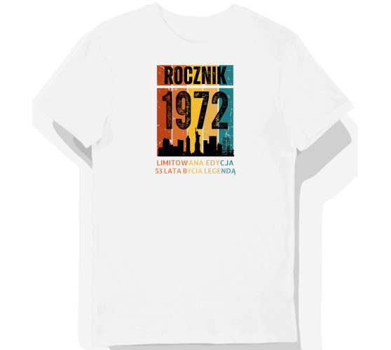 Koszulka mÄ™ska biaĹ‚a 1972...