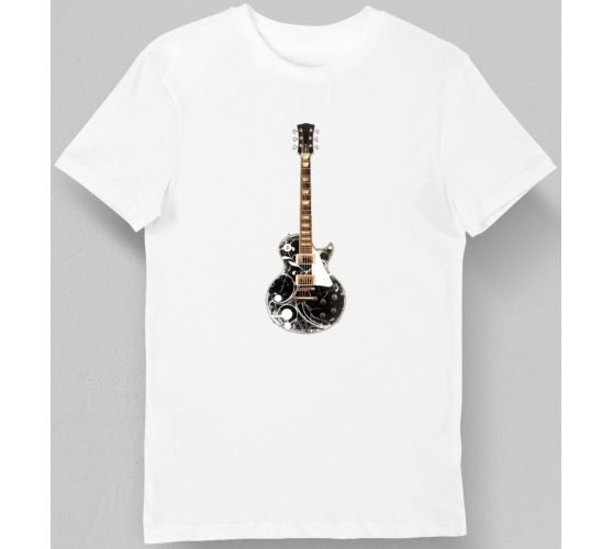 Koszulka męska z gitarą biała