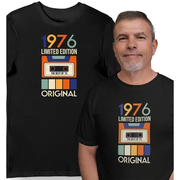 Koszulka męska na 50 urodziny vintage 1976 limited edition czarna