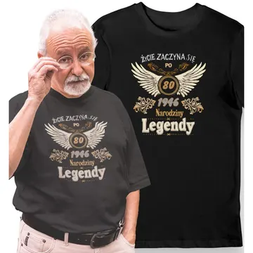 Koszulka męska na 80 urodziny 1946 narodziny legendy czarna
