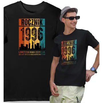 Koszulka na 30 urodziny Rocznik 1996 limitowana edycja czarna