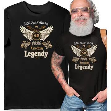 Koszulka 50 urodziny życie zaczyna się po 50, 1976 narodziny legendy czarna