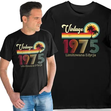 Koszulka na 50 urodziny Vintage 1975 limitowana edycja czarna