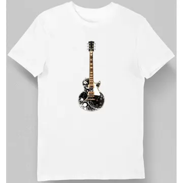 Koszulka męska z gitarą biała