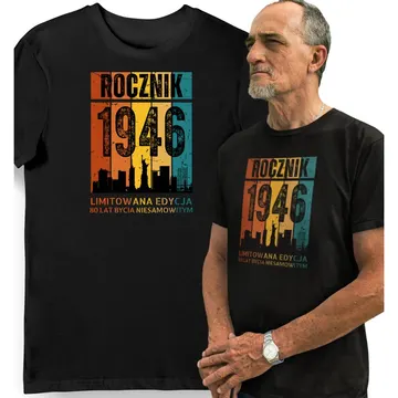 Koszulka męska na 80 urodziny 1946 limitowana edycja czarna