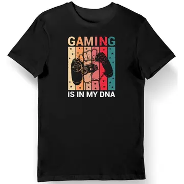 Koszulka męska dla gamera z napisem "Gaming is in my DNA" czarna