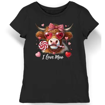 Koszulka damska I love Moo krowa walentynki czarna