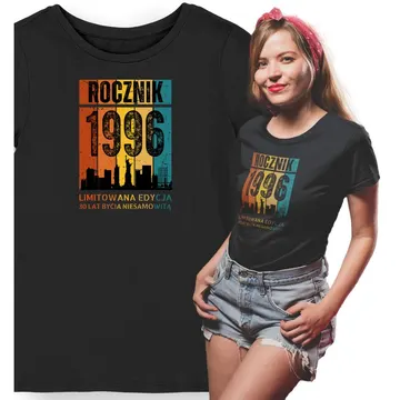 Koszulka damska na 30 urodziny 1996 limitowana edycja czarna