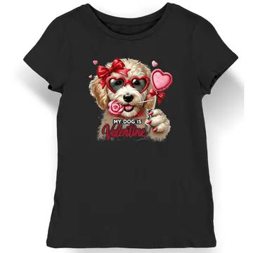 Koszulka damska My Dog is My Vaelntine walentynki czarna