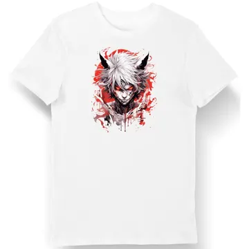 Koszulka męska anime z demonem biała