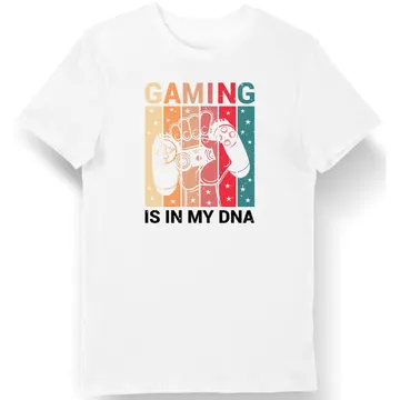 Koszulka męska dla gamera z napisem "Gaming is in my DNA" biała