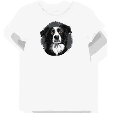 Koszulka damska biała z nadrukiem spojrzenia border collie