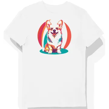 Koszulka męska biała z motywem groovy corgi