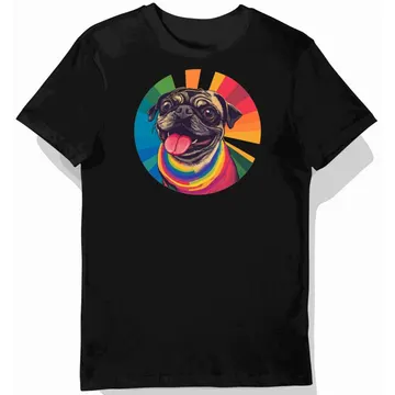 Koszulka męska czarna z motywem Pug dla miłośników stylu lofi
