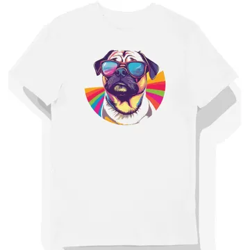 Koszulka męska biała z grafiką psa mops groovy
