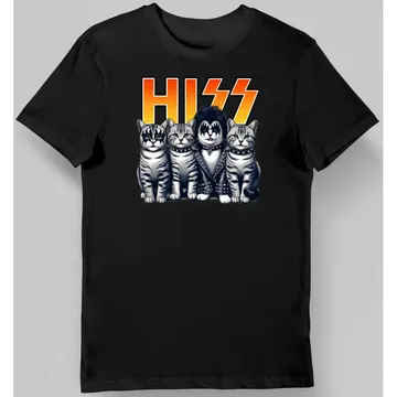 Koszulka męska z kotami hiss kiss czarna