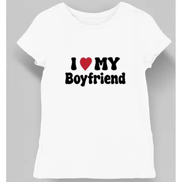 Koszulka damska walentynki i love my boyfriend biała