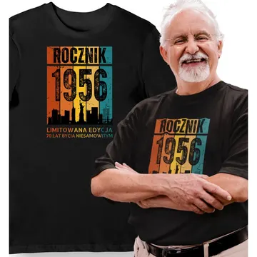 Koszulka na 70 urodziny Rocznik 1956 limitowana edycja czarna