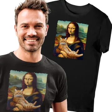 Koszulka mona lisa z kotem czarna