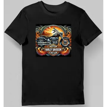 Koszulka męska dla miłośników motocykli Harley-Davidson czarna