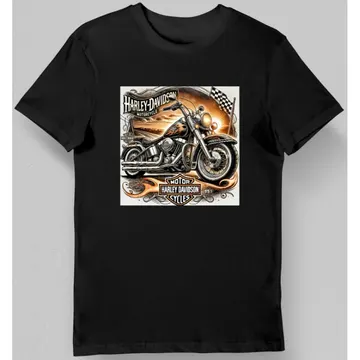 Koszulka męska z motywem motocykla Harley-Davidson czarna