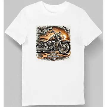 Koszulka męska z motywem motocykla Harley-Davidson biała