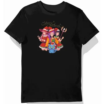 Koszulka dziecięca czarna Cosmic Kids: merry kpop świąteczna prezent