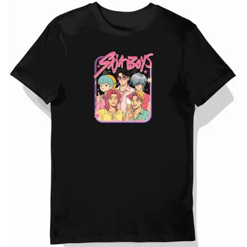 Koszulka dziecięca czarna, saja boys, postacie anime