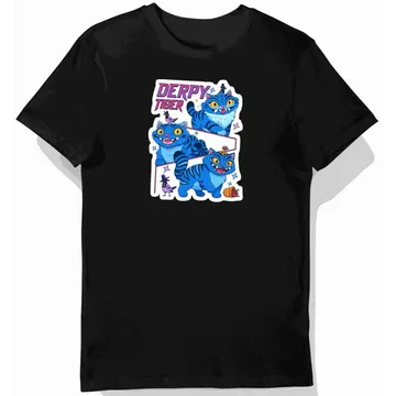 Koszulka dziecięca czarna – Legend Crew – derpy tiger, niebieskie koty