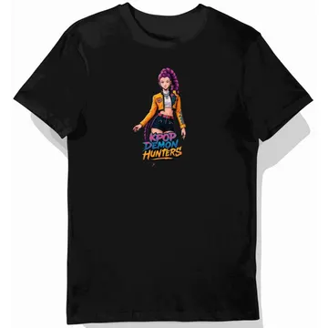Koszulka dziecięca czarna, postać, kpop demon hunters