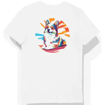 Koszulka męska biała z nadrukiem groovy corgi