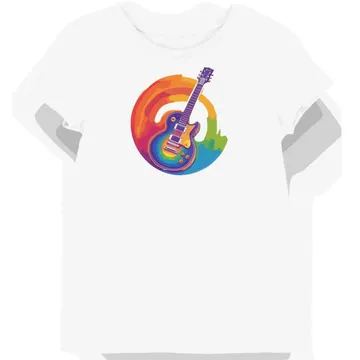 Koszulka damska biała z motywem gitarowym w stylu groovy