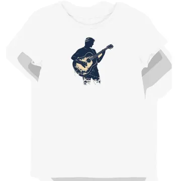 Koszulka damska biała z nadrukiem gitarzysty vintage