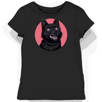 Koszulka damska czarna z nadrukiem psa Shiba grinning