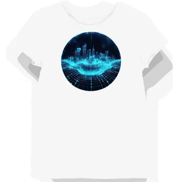 Koszulka damska biała z motywem cyberpunkowego neonowego miasta