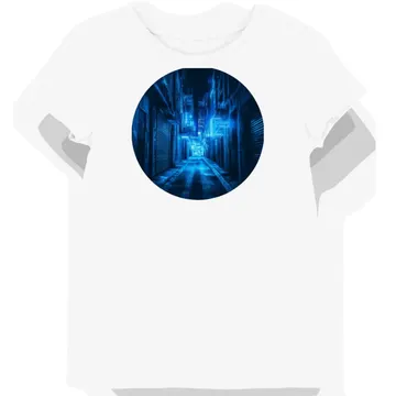 Koszulka damska biała z nadrukiem miejskiego cyberpunku dla fanów futurystyki