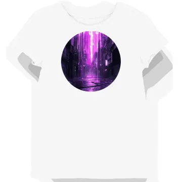 Koszulka damska biała z motywem cyberpunkowych neonów