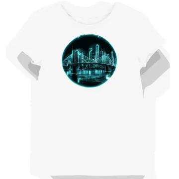 Koszulka damska biała z grafiką cyberpunkowego mostu