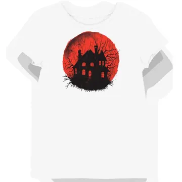 Koszulka damska biała z motywem upiornych domów halloween