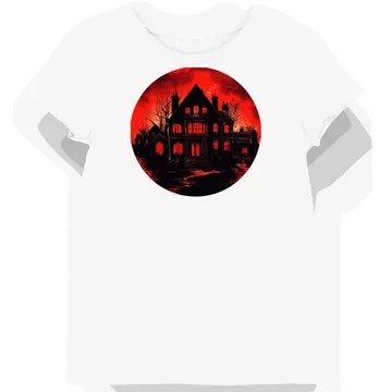 Koszulka damska biała z nadrukiem Domów Straszydeł halloween