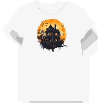 Koszulka damska biała z motywem nawiedzonego domu dla fanów horroru halloween(2)