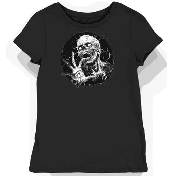Koszulka damska czarna z nadrukiem zombie dla fanów horroru