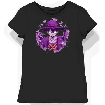 Koszulka damska czarna z grafiką kapelusza anime