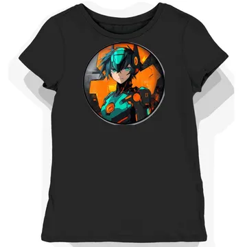 Koszulka damska czarna z motywem anime Evangelion