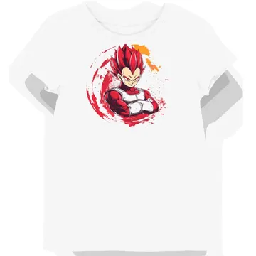 Koszulka damska biała z grafiką czerwonej zbroi anime Vegeta