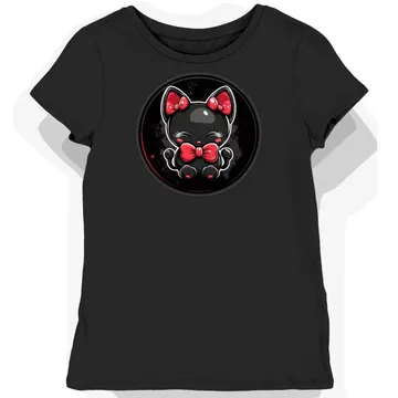 Koszulka damska czarna z motywem kokardy Hello Kitty