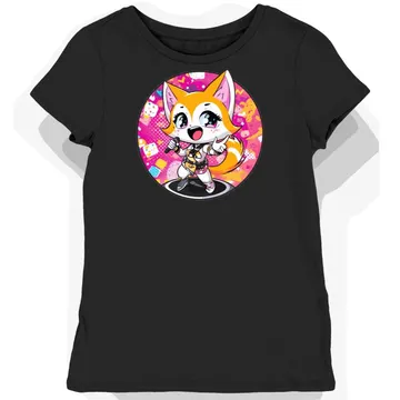 Koszulka damska czarna z nadrukiem Aggretsuko Microfon