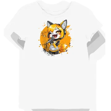 Koszulka damska biała z nadrukiem złotego głosu Aggretsuko
