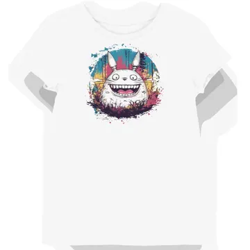 Koszulka damska biała z nadrukiem uśmiechniętego Totoro