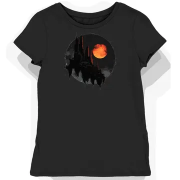 Koszulka damska czarna z nadrukiem płomieni Dark Souls